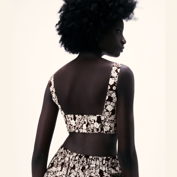 Zara  brown crop top with buckle nwt size L - Picture 5 of 9